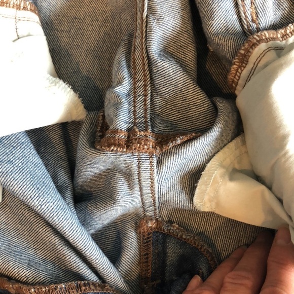 Express Dad Jeans Size 2 100% Cotton Rigid Denim Distressed Cropped High Waist - Picture 14 of 16